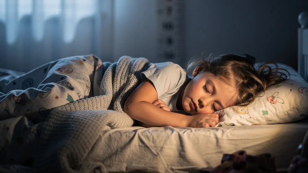 Peaceful child sleeping during growth spurt with soft lighting