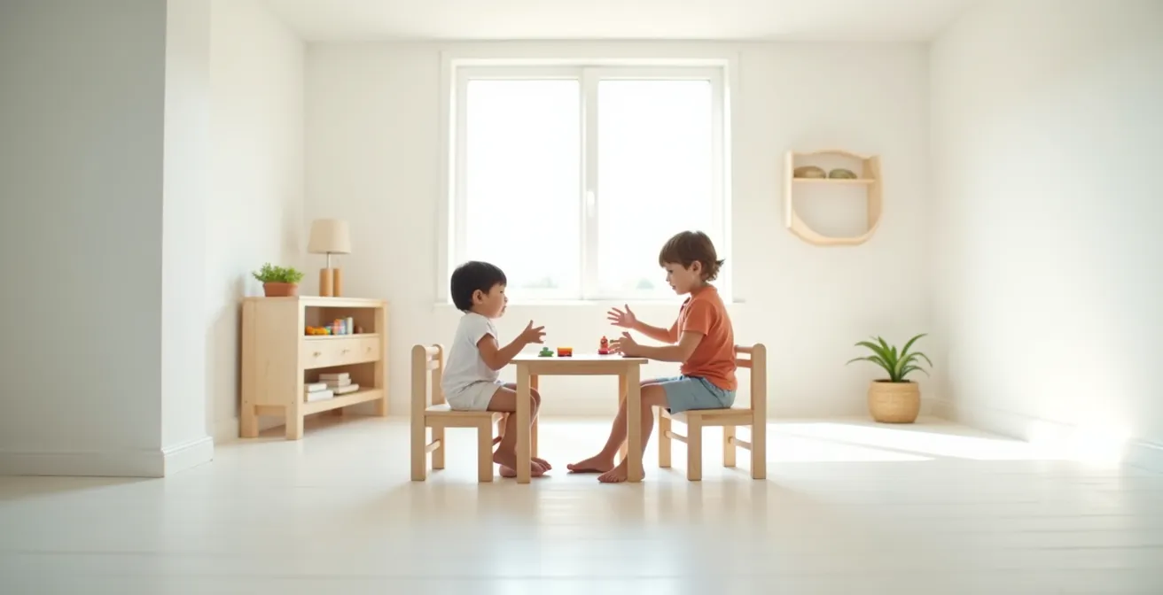 Three preschoolers working together to solve a sharing dispute