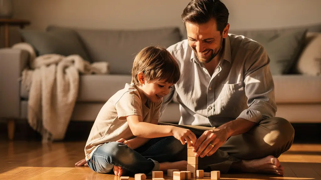 Parent and child sharing a meaningful moment together after a long work day