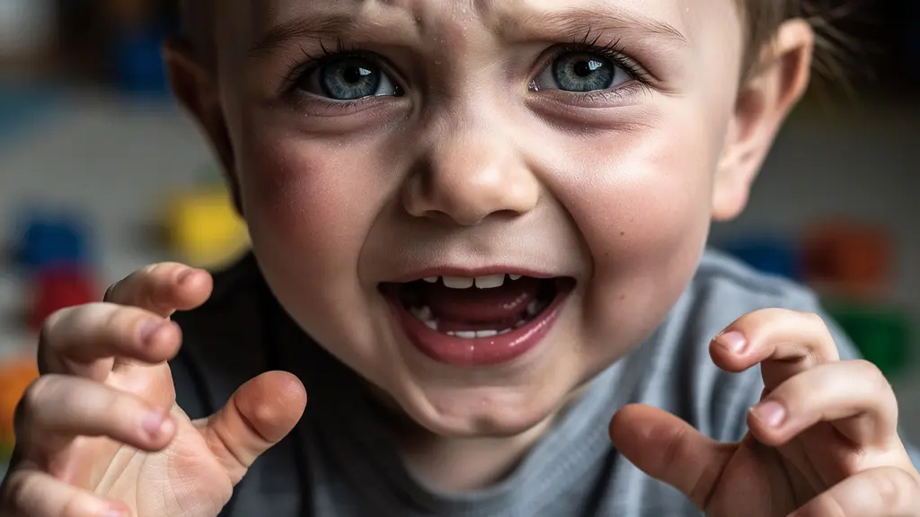 Toddler showing signs of overtired false energy during playtime
