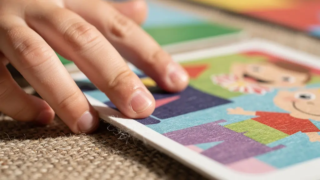 Toddler moving picture cards on visual routine board