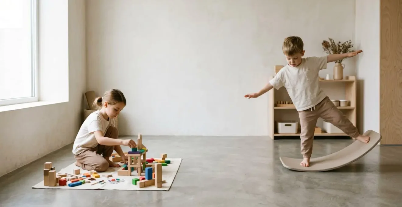 Two siblings each engaged in different activities showcasing their individual talents and interests