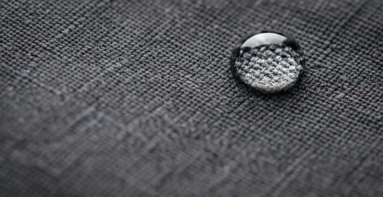 Detailed view of high-quality waterproof jacket fabric showing breathable technical construction
